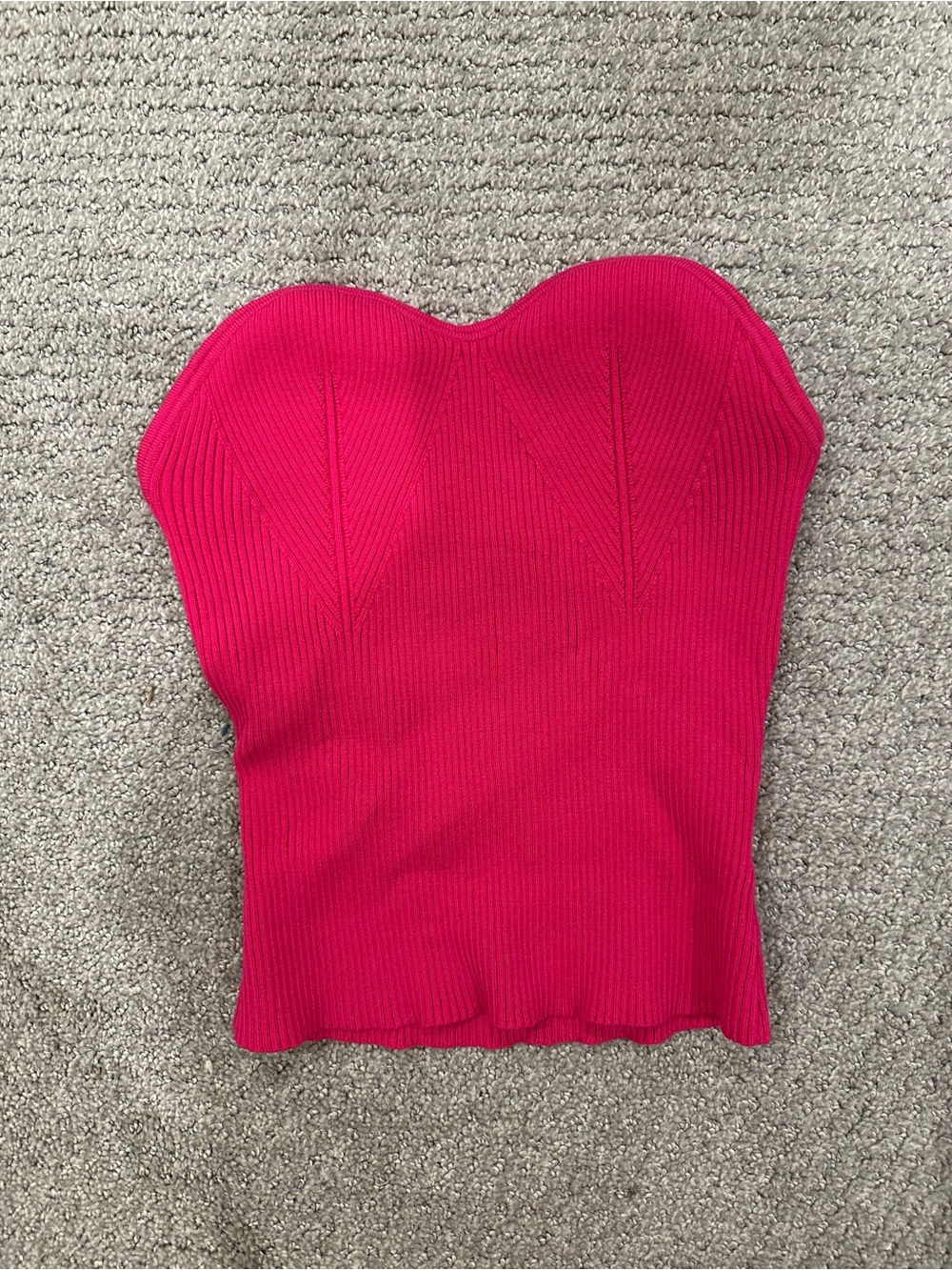 Strapless Ribbed Bustier Top in Hot Pink